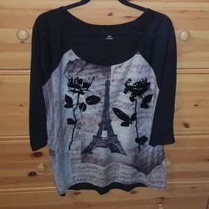 Lane Bryant Eiffel Tower 3/4 Sleeved Tee